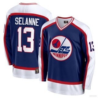 Hq1 NHL เสื้อกีฬาแขนยาว ลาย Winnipeg Jets Jersey Teemu Selanne พลัสไซซ์ QH1