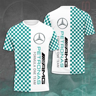 เสื้อยืด พิมพ์ลายทีม Mercedes- Petronas F1 Racing 3D แฟชั่นฤดูร้อน สําหรับผู้ชาย 2023