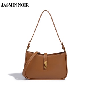 Jasmin NOIR ล็อค หนัง PU กระเป๋าสะพายไหล่ ผู้หญิง เรียบง่าย สี่เหลี่ยม ขนาดเล็ก กระเป๋าสะพายข้าง กระเป๋าถือ