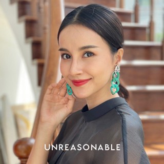 ต่างหู สีเขียว ต่างหูคลิป ต่างหูก้านเงินแท้ น้ำหนักเบา สวยใส่สบาย Unreasonable Accessories UA0690-01