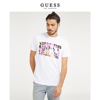 Guess ใหม่ ฤดูร้อน ผู้ชาย &amp;#039เสื้อยืดลําลอง คอกลม แขนสั้น พิมพ์ลาย ทรงหลวม สีสันสดใส