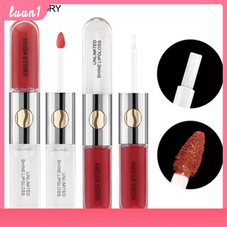 Huda Story Double Touch ลิปสติกเนื้อแมทติดทนนาน Lipstick ติดทนนาน ลิปทินท์ 2-in-1 ลิปสติกลิปกลอสสองหัว COD