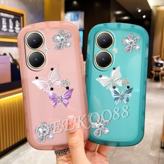  ใหม่ เคสโทรศัพท์มือถือ กันกระแทก ลายผีเสื้อน่ารัก 3D สีม่วง สีชมพู สําหรับ VIVO Y27 Y78 Y02T 4G 5G VIVOY27 VIVOY78 VIVOY02T 2023