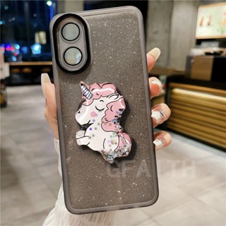 ใหม่ เคสโทรศัพท์มือถือนิ่ม แบบใส ปิดด้านหลัง ลายยูนิคอร์น มีทรายไหล แต่งกลิตเตอร์ พร้อมขาตั้ง สําหรับ Infinix NOTE 30 Pro 4G 5G VIP HOT 30i 30 Play 2023