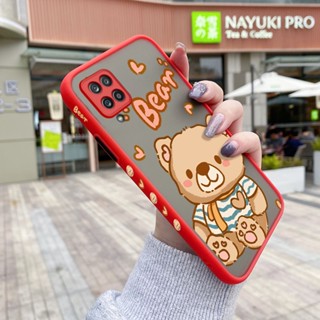 เคสโทรศัพท์มือถือ ซิลิโคนแข็ง ขอบสี่เหลี่ยม กันกระแทก ลายการ์ตูนหมีน่ารัก แฟชั่น สําหรับ Samsung A12 4G A12 5G F12 M12 F23 5G F13 M13