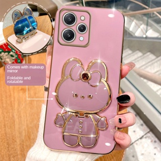 ใหม่ เคสโทรศัพท์มือถือนิ่ม ป้องกันเลนส์กล้อง ลายกระต่าย พร้อมกระจกแต่งหน้า สําหรับ Xiaomi Redmi 12 4G 13 Ultra 13Ultra REDMI12 2023