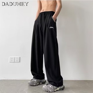 DaDuHey🔥 Mens Hong Kong Style Ins Fashionable All-Match Draping Ice Silk Casual Pants 2023 Summer Thin Quick-Drying Loose Wide-Leg Pants