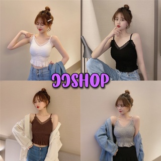 JJ Shop​💜​พร้อมส่ง เสื้อสายเดี่ยวสม๊อคหลัง ยืดนิดหน่อย มีฟองน้ำในตัว"FY7292"