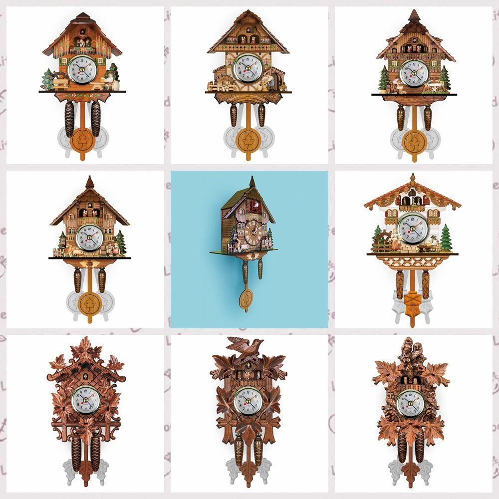 Quillan ไม้ลูกตุ้มนาฬิกาวินเทจ, Forest Tower เงียบไม้นาฬิกาแขวน,หลายรูปแบบ Vintage ไม้ 3D Chiming 3D Chiming นาฬิกาบ้าน