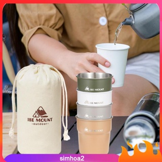 [Simhoa2] แก้วกาแฟสเตนเลส 300 มล. สําหรับตั้งแคมป์ เดินป่า ปิกนิก กลางแจ้ง 4 ชิ้น