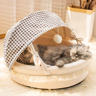  Pets Shop Cat Cave Bed All Seasons อุ่นสบายพับได้ล้างทำความสะอาดได้กึ่งปิดเต็นท์สำหรับสัตว์เลี้ยง สำหรับแมวสุนัขขนาดเล็ก