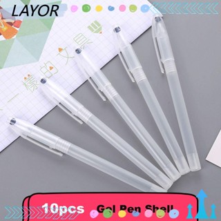 Layor ใหม่ ปลอกปากกาเจล พลาสติกใส แบบพกพา สไตล์เรียบง่าย 10 ชิ้น ต่อชุด