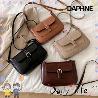 Daphne กระเป๋าสะพายไหล่ หนัง PU ทรงสี่เหลี่ยม จุของได้เยอะ สีพื้น แฟชั่นสําหรับสตรี