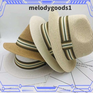 Melodygoods1 หมวกฟางปีกกว้าง ทรงบักเก็ต เรียบง่าย เหมาะกับเดินชายหาด แฟชั่นฤดูร้อน