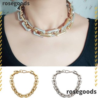 Rosegoods1 โช้กเกอร์โซ่ โลหะผสม ฮิปฮอป CCB สร้อยคอสั้น เครื่องประดับคุณภาพสูง ของขวัญพังก์ สร้อยคอผู้หญิง