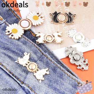 Okdeals 6 คู่ รัดรูป เอว กระดุม กางเกงกระโปรง กางเกงยีน ถอดออกได้ สําหรับผู้หญิง ปรับได้ คลิปเอว