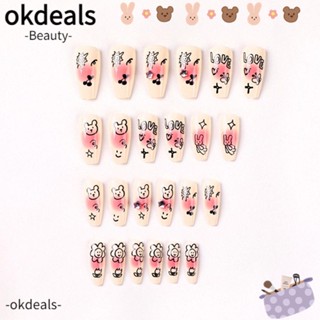 OKDEALS เล็บปลอม แบบเต็มรูปแบบ สําหรับตกแต่งเล็บ 24 ชิ้น