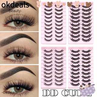 OKDEALS ขนตาปลอม DD Curl ใช้ซ้ําได้ 10-23 มม. 10 คู่