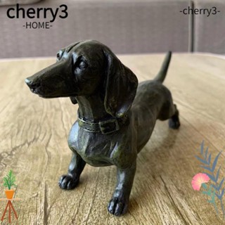 Cherry3 ตุ๊กตาสุนัขดัชชุนด์เรซิ่น สีดํา สําหรับตกแต่งสวน งานฝีมือฮาโลวีน