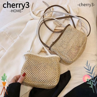 Cherry3 กระเป๋าสะพายไหล่ สานหวาย ทรงสี่เหลี่ยม ขนาดเล็ก น่ารัก เหมาะกับเดินชายหาด แฟชั่นฤดูร้อน สําหรับสตรี