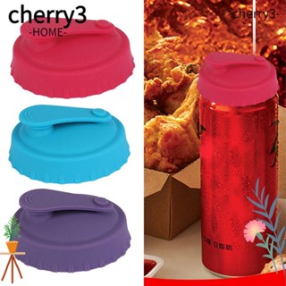 CHERRY3 4 ชิ้น ซิลิโคน ฝากระป๋อง บาร์ โซดา ประหยัด ปิดผนึก ฝาขวด ด้านบน สามารถใช้ซ้ําได้