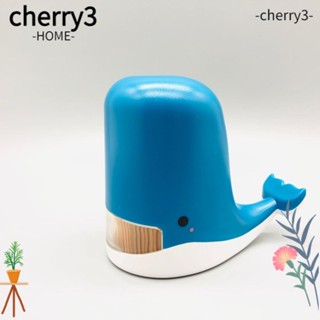 Cherry3 กล่องไม้จิ้มฟันพลาสติก รูปปลาวาฬน่ารัก สร้างสรรค์ สีฟ้า สําหรับเก็บไม้จิ้มฟัน