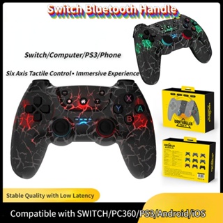 จอยสติ๊กควบคุมเกมบลูทูธไร้สาย แบบสั่นสะเทือน สําหรับ Switch Console Double Motor Gyro Gamepad พร้อมไฟ RGB สําหรับ PC USE