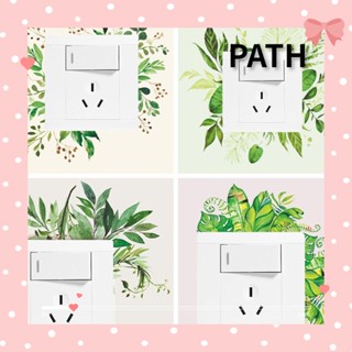 Path สติกเกอร์ ลายดอกไม้ ใบไม้สีเขียว สไตล์นอร์ดิก สําหรับตกแต่งบ้าน ห้องนอน