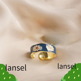 Lansel ใหม่ แหวนแต่งงาน อัลลอย ลายดอกเดซี่ ปรับได้ ขนาดเล็ก หรูหรา สีฟ้า สําหรับผู้หญิง 2021