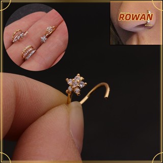 ROWANS Ear Studs Women Fashion Surgical Steel Flower 4 Stones Cartilage Helix