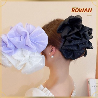 Rowans กิ๊บติดผมพลาสติก ผ้าชีฟอง ลายดอกไม้ ประดับโบว์ สองด้าน สไตล์เจ้าหญิง