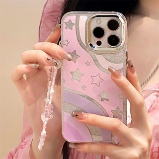 [พร้อมส่ง] เคสป้องกันโทรศัพท์มือถืออะคริลิค ลายกลิตเตอร์ มีสายคล้อง สําหรับ Apple iPhone 15 14 13 12 11 PROMAX XS XR XSMAX SE2020 6 7 8PLUS MINI