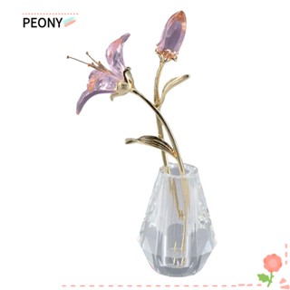 Peonypavilion แจกันแก้วคริสตัลลิเลียม รูปดอกลิลลี่ สีชมพู สําหรับเก็บสะสม ของขวัญ ตกแต่งออฟฟิศ