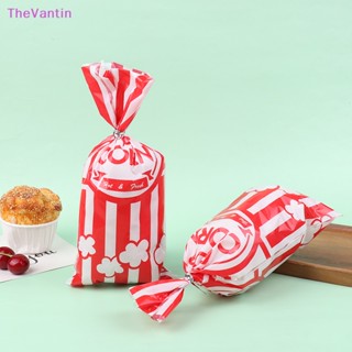 Thevantin ถุงพลาสติก แนวตั้ง สีแดง สําหรับใส่ขนมปัง บิสกิต ป๊อปคอร์น 50 ชิ้น