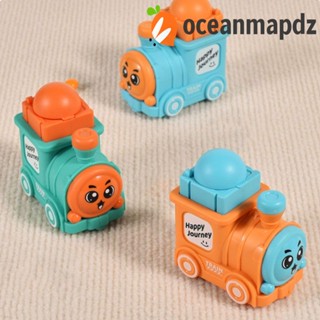 Oceanmapdz รถไฟพลาสติก ขนาดเล็ก ทนต่อการชน หลากสี สร้างสรรค์ ของเล่นสําหรับเด็กผู้ชาย