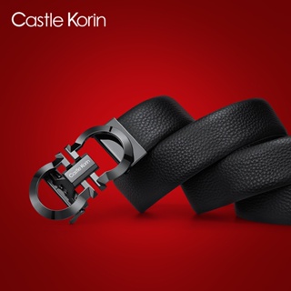 Castle Korin เข็มขัดหนังแท้ หัวเข็มขัดอัตโนมัติ แบรนด์หรู สําหรับผู้ชาย 01020-TCLZWZD