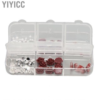 Yiyicc Flower Nail Art  Portable 3D Decorations Different Shape Vintage Shimmering 6 Compartments for Salon