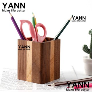 Yann1 ชั้นวางปากกา ดินสอ ไม้เนื้อแข็ง สีดํา สําหรับบ้าน