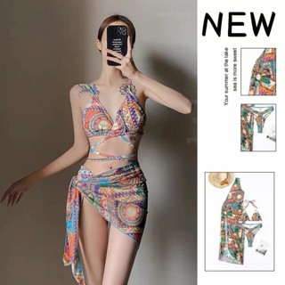 Sexy woman Fresh Floral❀ชุดว่ายน้ำบิกินีสำหรับวันหยุดสุดเซ็กซี่ ชุด3ชิ้น