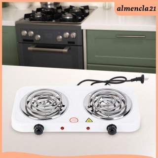 [Almencla] หัวเผาไฟฟ้า แบบคู่ สีขาว พร้อมไฟแสดงสถานะ 2000W ควบคุมอุณหภูมิ 5 ระดับ