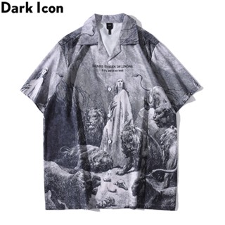 เสื้อเชิ้ต พิมพ์ลาย Dark Icon สไตล์ฮาวาย เหมาะกับเดินชายหาด แฟชั่นฤดูร้อน สไตล์วินเทจ สําหรับผู้ชาย