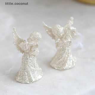 [little.coconut] จี้รูปกวาง เกล็ดหิมะ ประดับกลิตเตอร์ ขนาดเล็ก สีขาว สําหรับแขวนตกแต่งต้นคริสต์มาส ปีใหม่