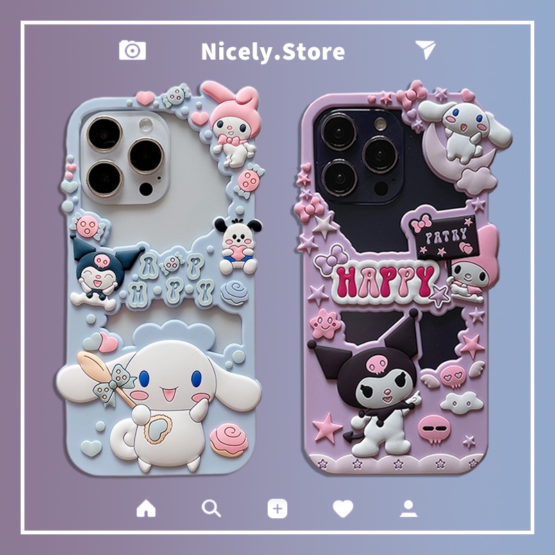 เคสโทรศัพท์มือถือ ซิลิโคน กันกระแทก ลาย Kawaii Hollow Sanrio Kuromi Cinnamoroll สําหรับ iPhone 14 Plus 13 12 Pro Max 11 Xs Xr X 8 7 6 Plus
