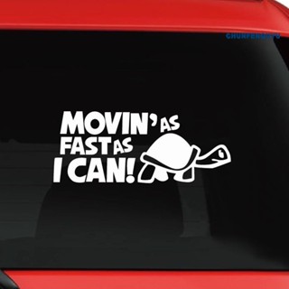 [CFGY Auto] สติกเกอร์ ลายการ์ตูนสัตว์ตลก Movinas Fast as I Can Tortoise สําหรับติดตกแต่งหน้าต่างรถยนต์