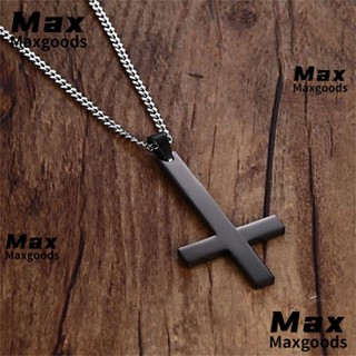 Maxg สร้อยคอ สีดํา ผู้หญิง &amp; เด็กผู้หญิง คว่ําลง ไม้กางเขน