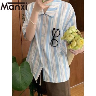 Manxi เสื้อเชิ้ตผู้หญิง เสื้อแฟชั่นผู้หญิง สะดวกสบาย  มีความรู้สึกของการออกแบบ A95K01C9