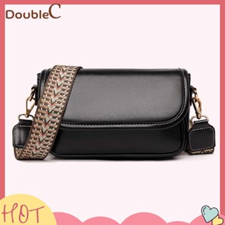 【Double C 】✿   กระเป๋าสะพายไหล่ หนัง PU ทรงสี่เหลี่ยม แต่งซิป สีพื้น สไตล์วินเทจ แฟชั่นสําหรับสตรี 2023