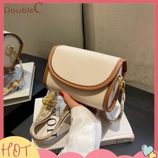 【Double C 】✿   กระเป๋าสะพายไหล่ สะพายข้าง หนัง PU สีพื้น หรูหรา แฟชั่นฤดูร้อน สําหรับสตรี 2023