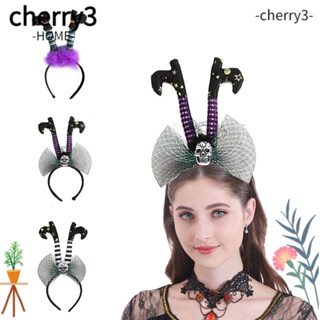 Cherry3 ที่คาดผมคอสเพลย์ รูปหัวกะโหลก แม่มด ประดับขนนก สําหรับปาร์ตี้ฮาโลวีน