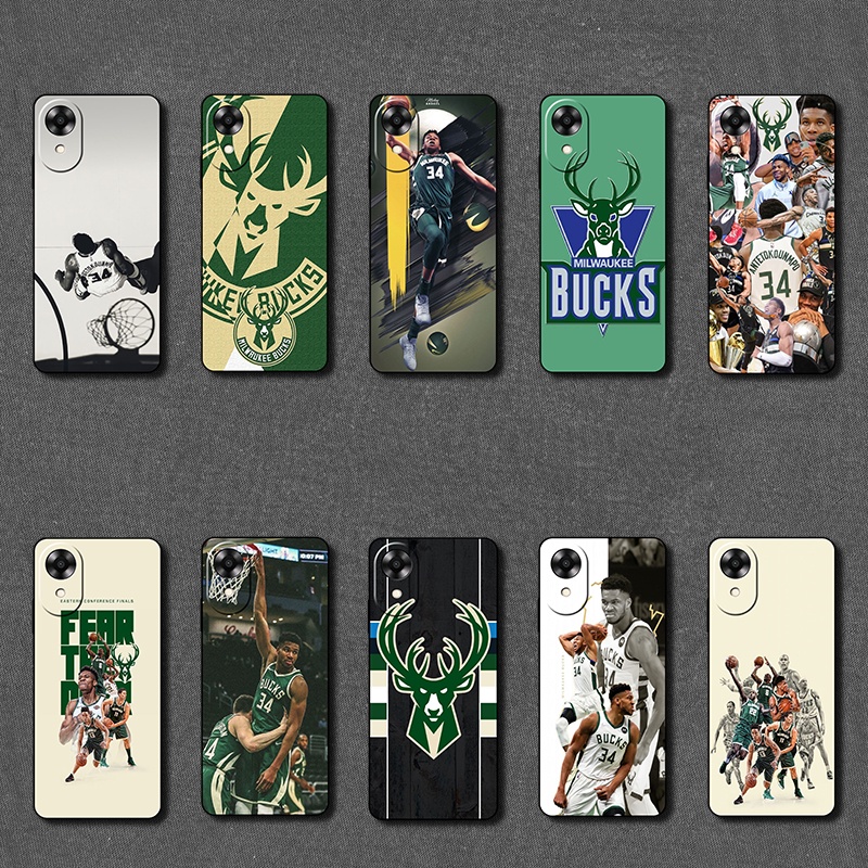 บูชสําหรับ OPPO A17K AA40 nba Milwaukee Bucks แขนป้องกันแบบนิ่ม
